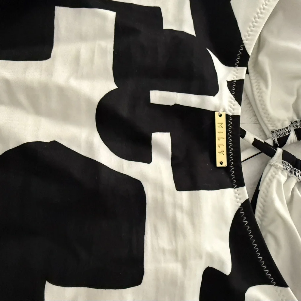 Milly Black and White Cutout One-Piece Swimsuit